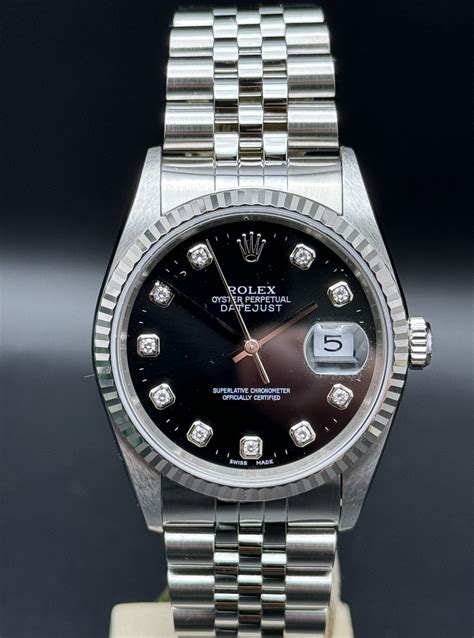 rolex donna quadrante nero con brillanti|Rolex Datejust 36 36mm Nero con Brillanti Balc Diamonds Dial.